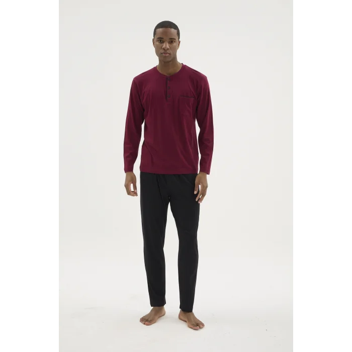 Kocabey BU-26360 Erkek Midi Yaka Battal Pijama Takımı