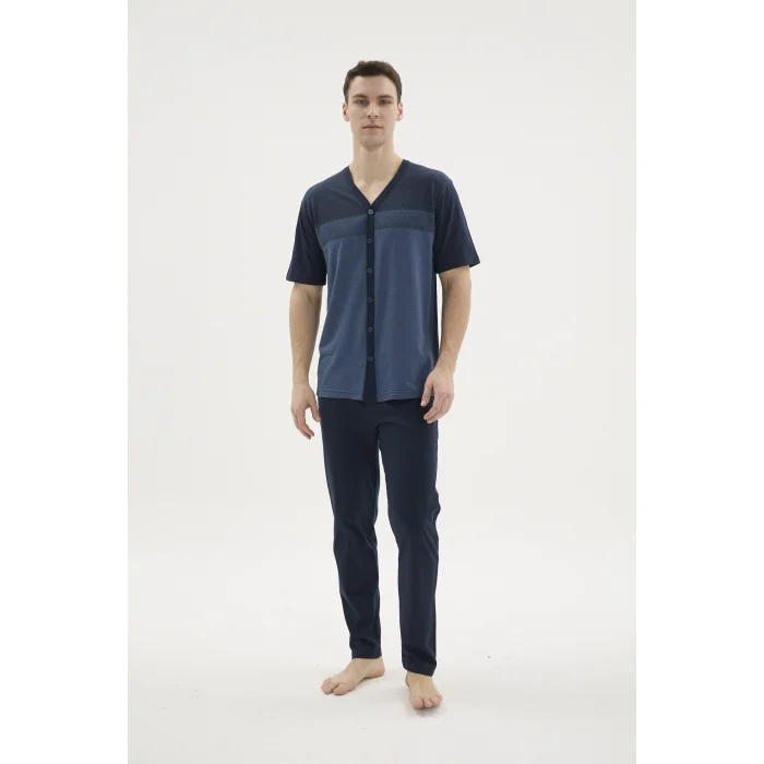 Kocabey KKT-26154 Erkek V Yaka Boydan Düğmeli Pijama Takımı