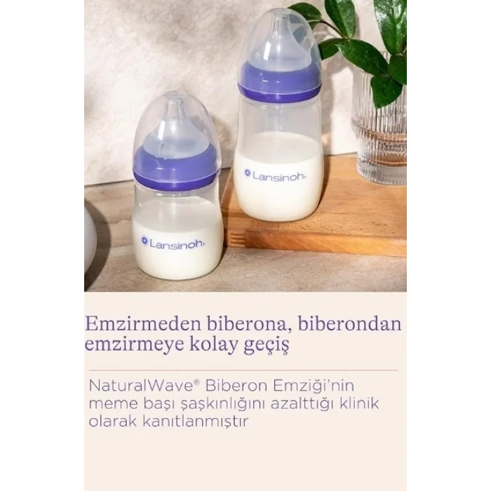 Lansinoh Natural Wave Biberon ve Biberon Emziği 160 ml