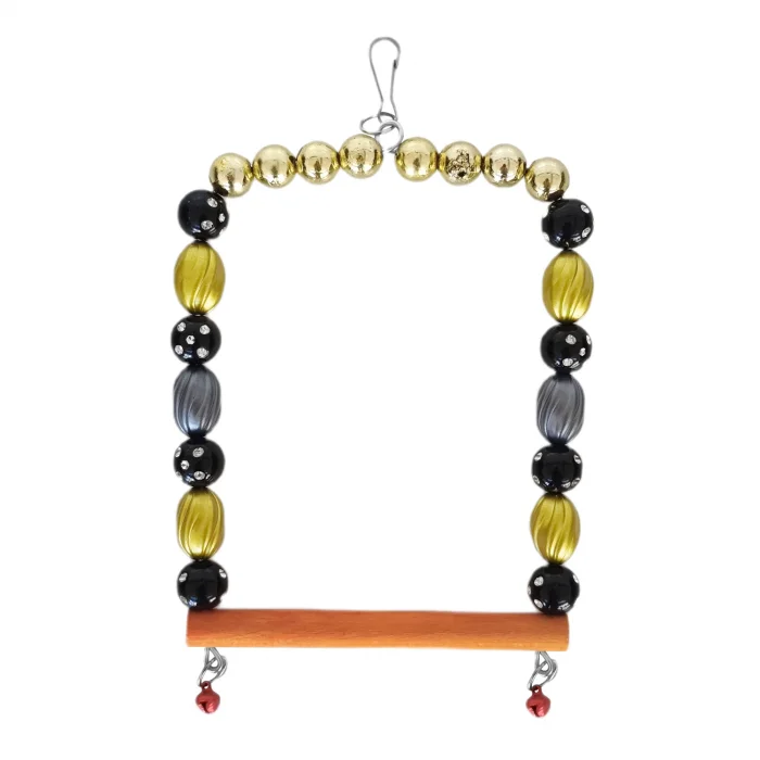 Markapet Boncuklu Ve Tünekli Kare Kuş Salıncağı 10 cm-13 cm Renkli