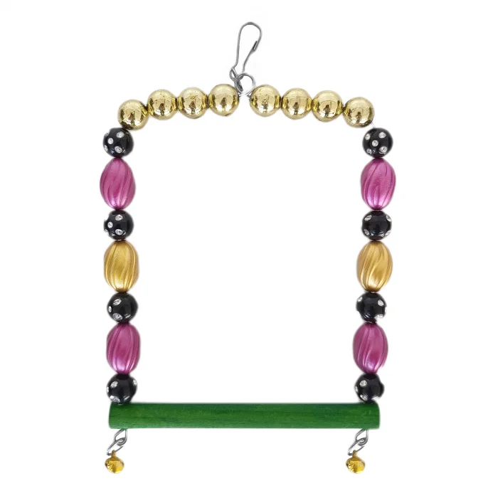 Markapet Boncuklu Ve Tünekli Kare Kuş Salıncağı 10 cm-13 cm Renkli