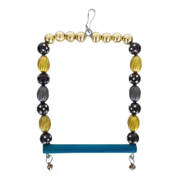 Markapet Boncuklu Ve Tünekli Kare Kuş Salıncağı 10 cm-13 cm Renkli