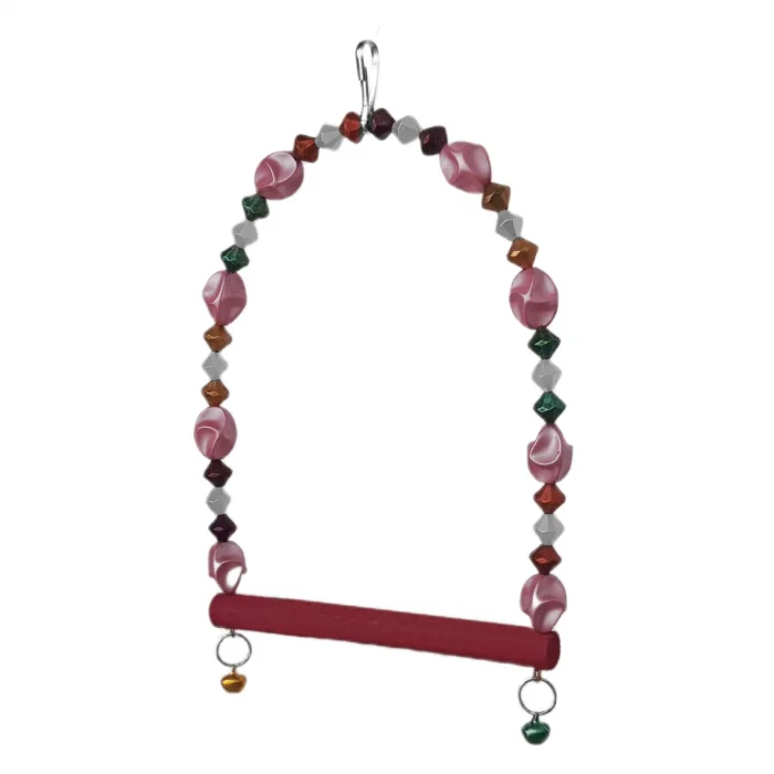 Markapet Boncuklu Ve Tünekli Kuş Salıncağı 10 cm-14 cm Bordo