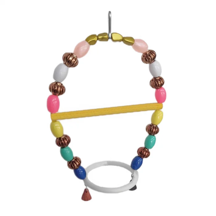 Markapet Renkli Boncuklu Oval Halkalı Papağan Salıncağı 15 cm-23 cm