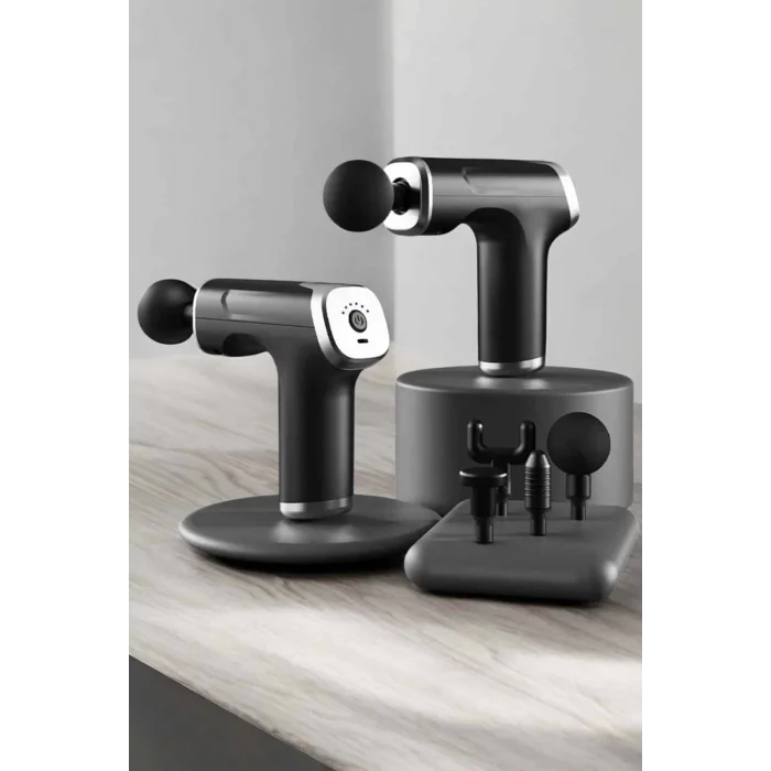 Masaj Tabancası 4 Başlıklı Kas ve Vücut Ağrıları İçin Şarjlı Darbeli