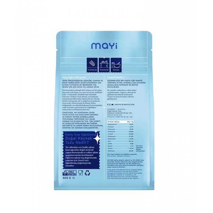 BUĞZ Mayi Tuz Öğütülmüş Sofra Tuzu (İyot İlaveli) 600 gr
