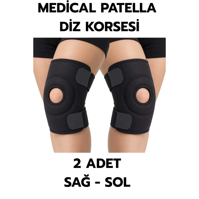 Medical Patella Destekli Diz Korsesi İkili Sağ Sol Çapraz Bağ Menisküs Ağrısı Için Sporcu Dizlik