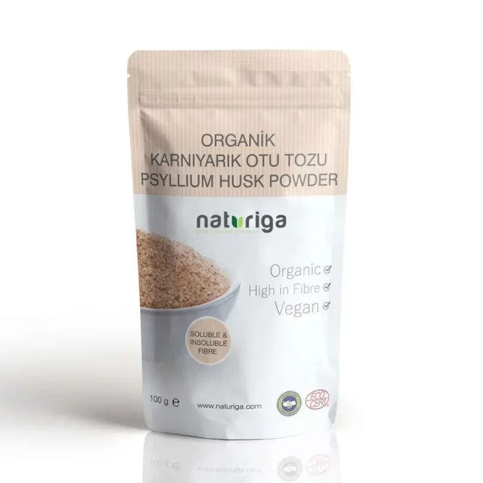 BUĞZ Naturiga Organik Karnıyarık Otu Tohumu Tozu (Psyllium Husk) 100 gr