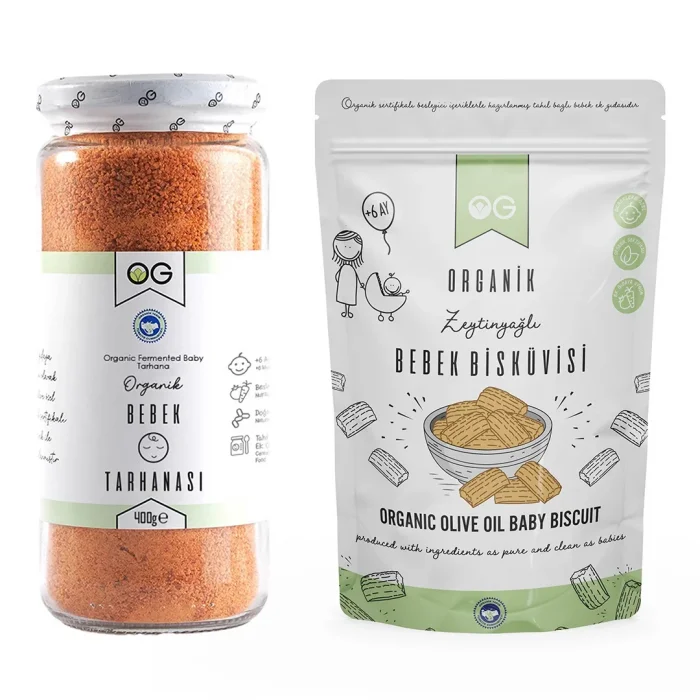 BUĞZ OG Natural Organik Bebek Tarhanası ve Organik Zeytinyağlı Bebek Bisküvi 2li Set +6 Ay