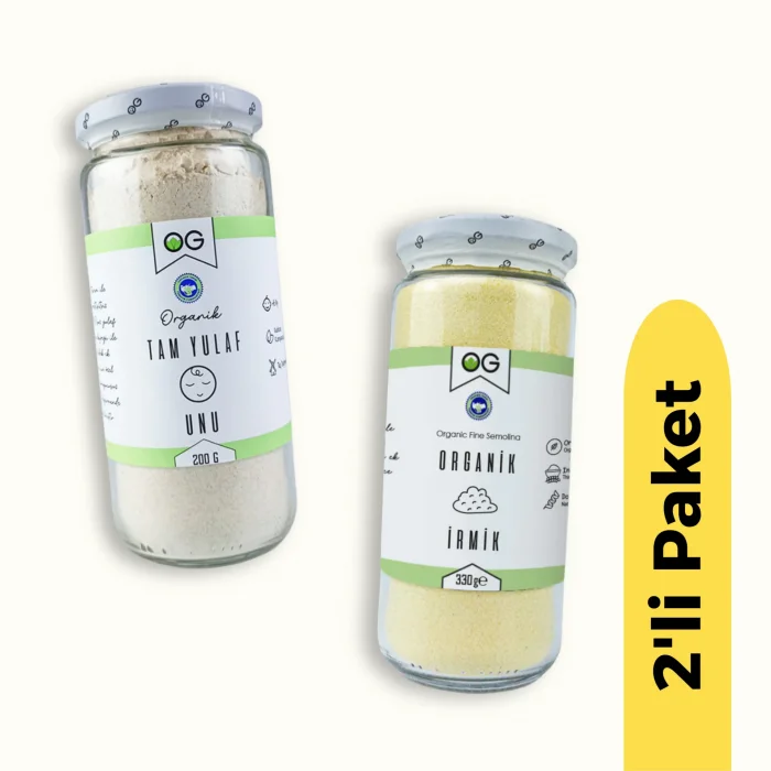 BUĞZ OG Natural Organik İrmik (330 gr) ve Organik Tam Yulaf Unu (200 gr) 2li Set