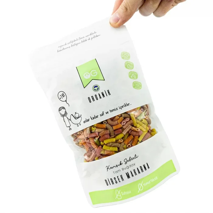 BUĞZ OG Natural Organik Karışık Sebzeli Tam Buğday Dirsek Makarna +8 Ay (200 gr)