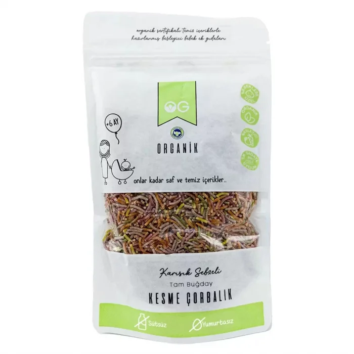 BUĞZ OG Natural Organik Karışık Sebzeli Tam Buğday Kesme Çorbalık +8 Ay (200 gr)