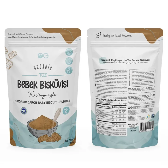BUĞZ OG Natural Organik Keçiboynuzlu Toz Bebek Bisküvisi +6 Ay (240 gr)