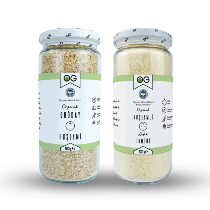 BUĞZ OG Natural Organik Ruşeymli Bebek İrmiği (320 gr) ve Organik Buğday Ruşeymi (180 gr) 2li Set