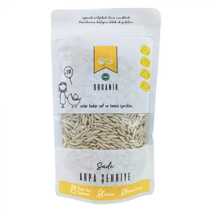 BUĞZ OG Natural Organik Sade Arpa Şehriye (Sütsüz, Yumurtasız) +6 Ay 250 gr