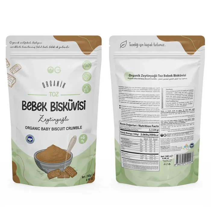 BUĞZ OG Natural Organik Toz Zeytinyağlı Bebek Bisküvisi +6 Ay (240 gr)