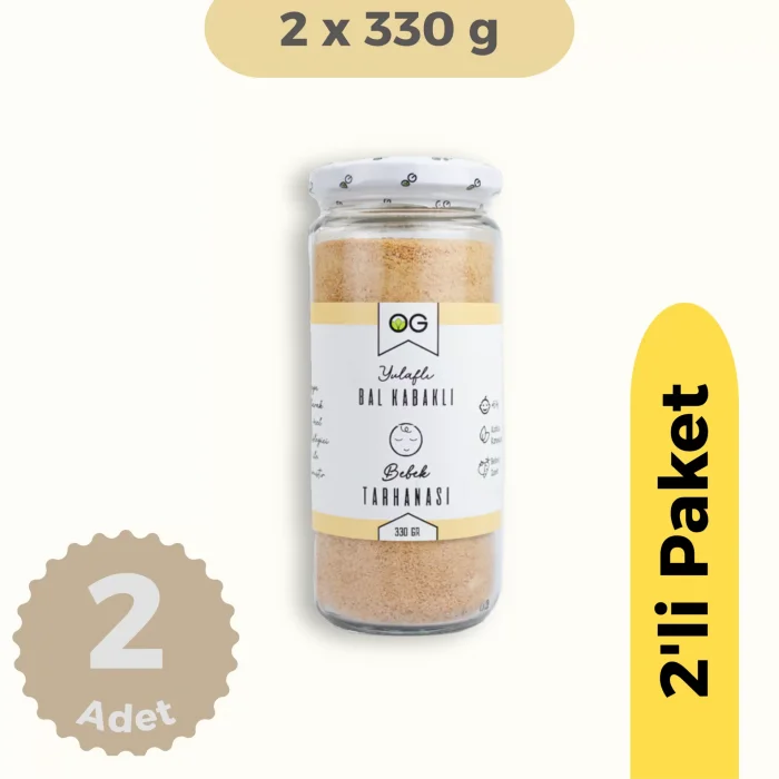 BUĞZ OG Natural Yulaflı Bal Kabaklı Bebek Tarhanası +6 Ay (330 gr) 2li Set