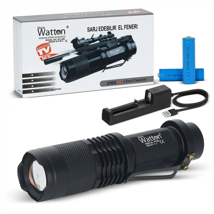 Orjinal 800 Lümen T6 Şarjlı EL Feneri Wt-086