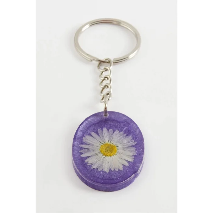 Papatya Oval Epoksi Anahtarlık