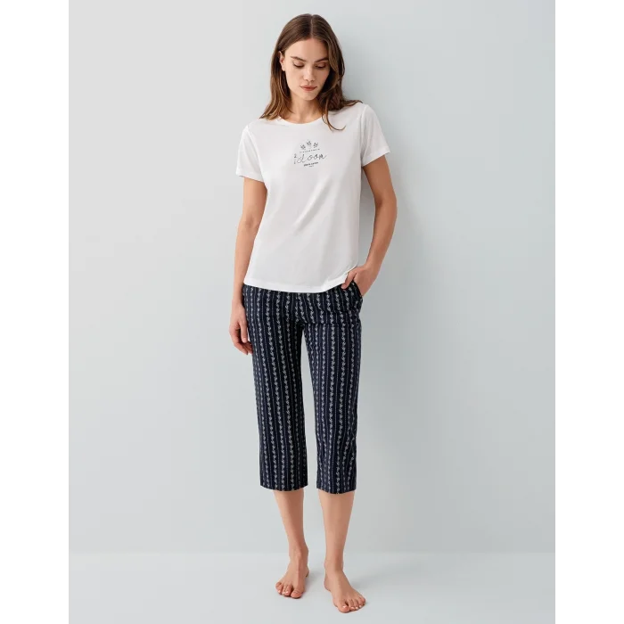 Pierre Cardin PC9207-S Kadın Kapri Kısa Kol Pijama Takımı