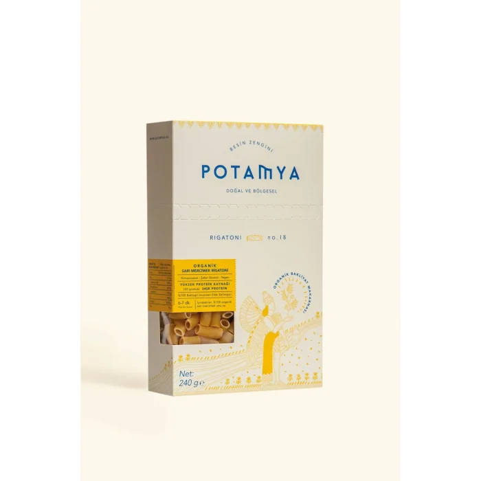 BUĞZ Potamya Organik Sarı Mercimek Rigatoni Makarna (240 gr)