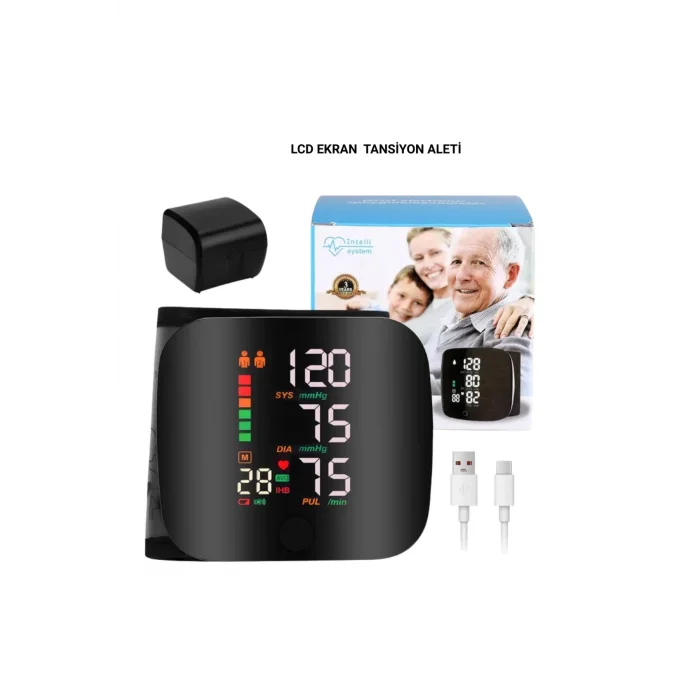 Renkli LCD Ekranlı Bilekten Tansiyon Aleti – Taşınabilir ve Kolay Kullanım Tansiyon Aleti