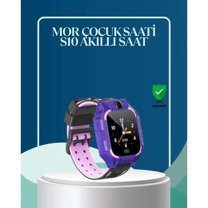 S10 Mor Çocuk Takip Saati Elektronik Bariyer ve Sesli Mesaj Destekli