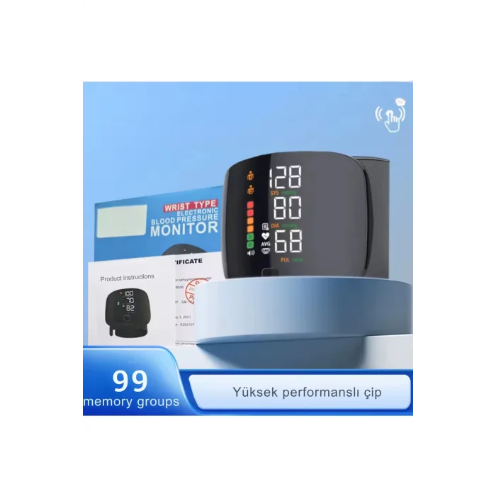 Şarj Edilebilir Dijital Bilek Tansiyon Aleti – Akıllı LCD Ekran, Sesli Uyarı, Ev Kullanımı