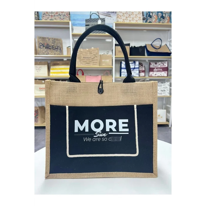 BUĞZ Sertifikalı Organik Jüt Keten plaj alışveriş taşıma çantası