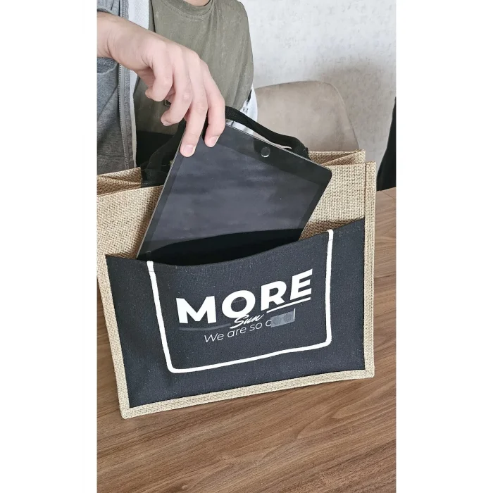 BUĞZ Sertifikalı Organik Jüt Keten plaj alışveriş taşıma çantası