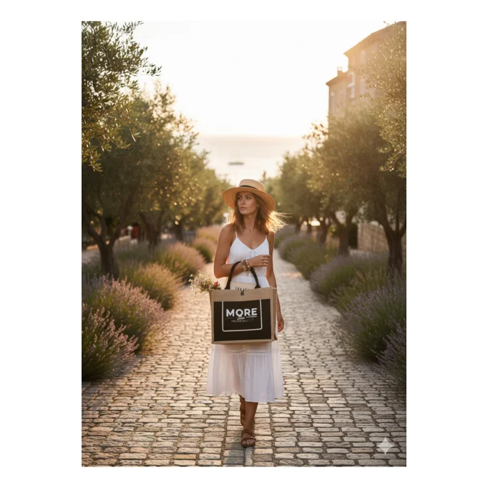 BUĞZ Sertifikalı Organik Jüt Keten plaj alışveriş taşıma çantası