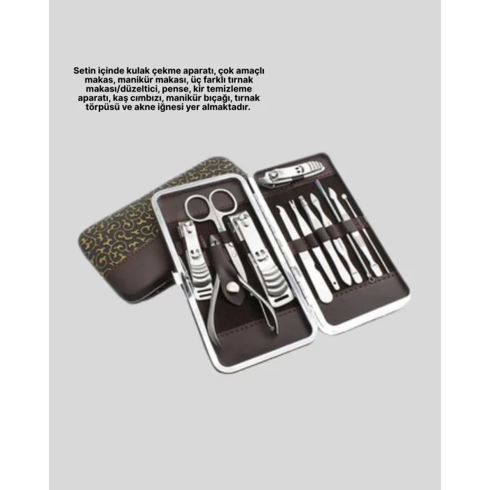 Seyahat İçin Taşınabilir Deri Çantalı Bakım Seti