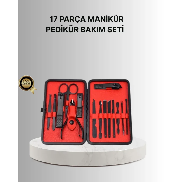 Şık Kutu Tasarımlı 17 Parça Manikür Pedikür Seti Dayanıklı ve Hijyenik