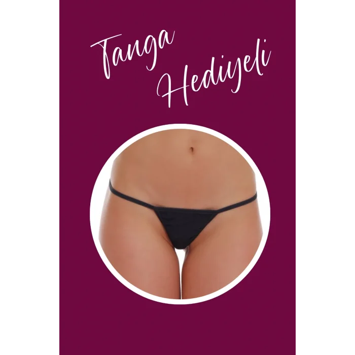Sırt İpli Transparan Siyah Fantazi Gecelik TM1291