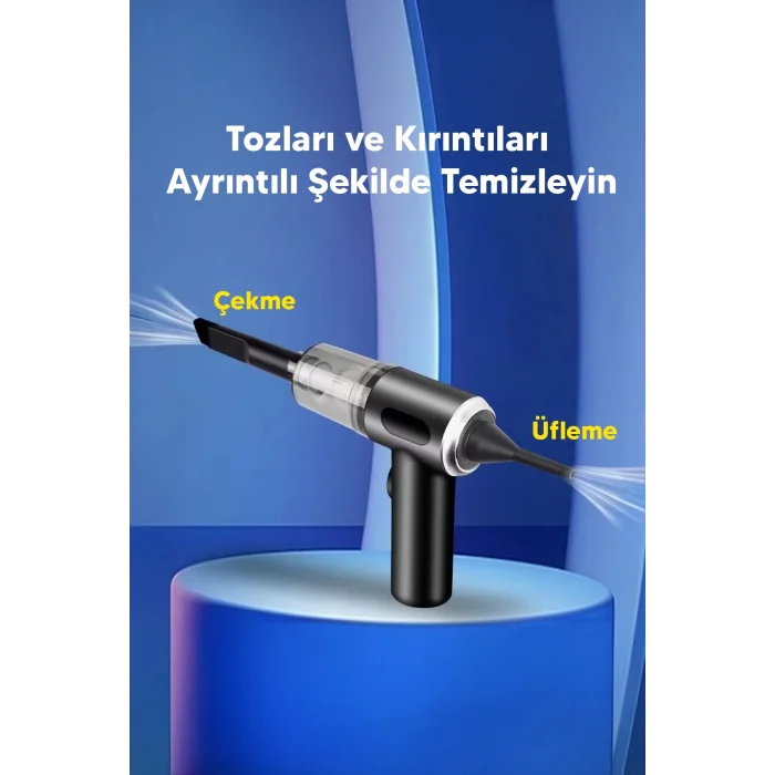 Taşınabilir Kablosuz Elektrikli El Süpürgesi- Ev, Ofis, Araba ,Klavye Temizliği İçin İdeal