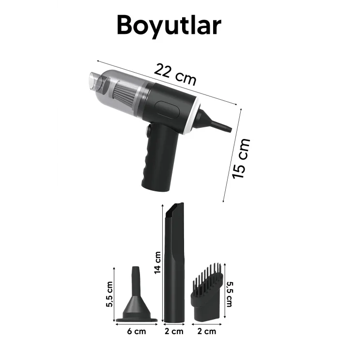 Taşınabilir Kablosuz Elektrikli El Süpürgesi- Ev, Ofis, Araba ,Klavye Temizliği İçin İdeal