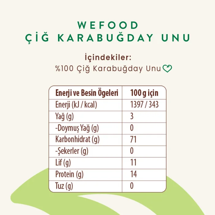 BUĞZ Wefood Çiğ Karabuğday Unu Glutensiz (350 gr)