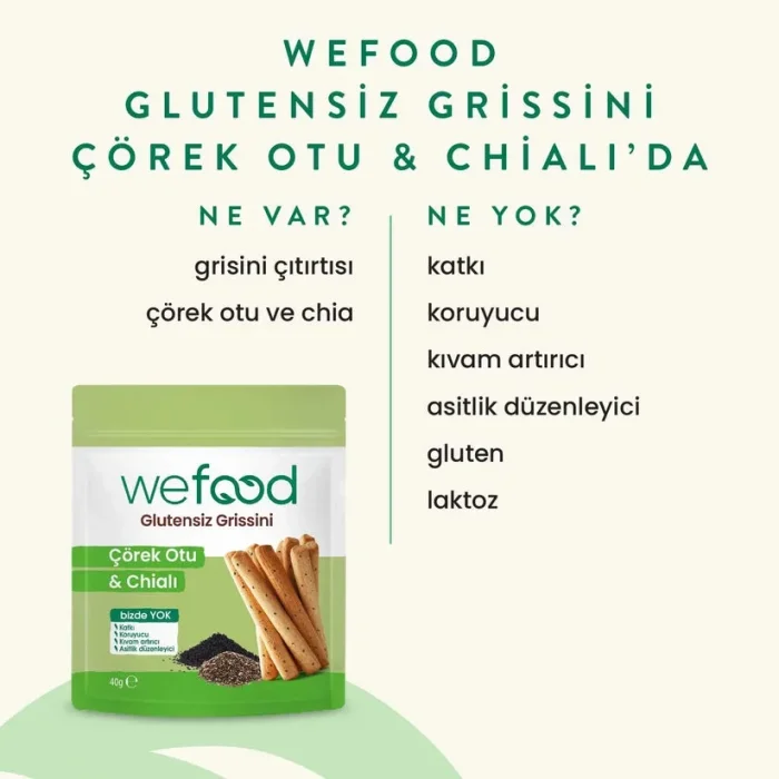BUĞZ Wefood Glutensiz Grissini Çörek Otu & Chialı 40 Gr