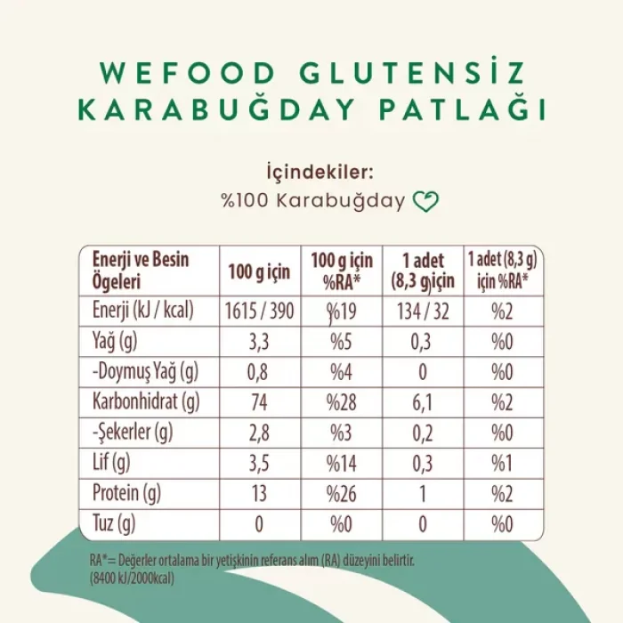 BUĞZ Wefood Karabuğday Patlağı (100 gr) 3lü Set