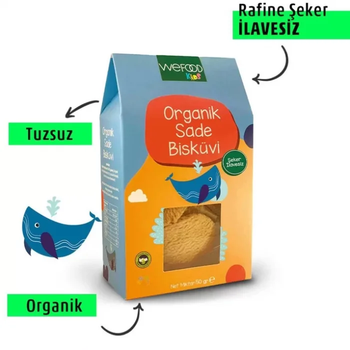 BUĞZ Wefood Kids Organik Sade Bisküvi (Tereyağlı) 50 gr