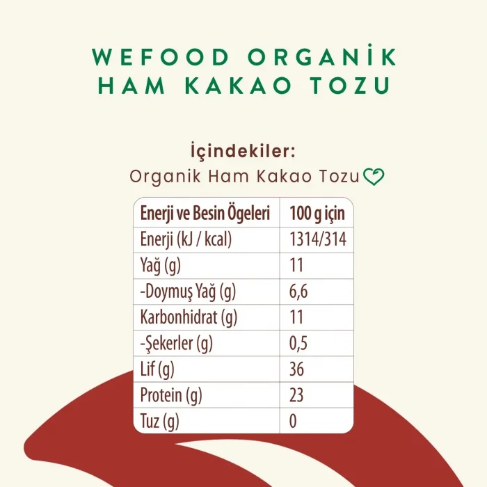 BUĞZ Wefood Organik Ham Kakao Tozu 140 gr | Saf, Besleyici ve Lezzetli
