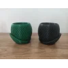 3D Tasarım İkiz dekoratif vazolar 10 cm 2 adet Yeşil ve Siyah