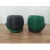 3D Tasarım İkiz dekoratif vazolar 10 cm 2 adet Yeşil ve Siyah