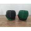 3D Tasarım İkiz dekoratif vazolar 10 cm 2 adet Yeşil ve Siyah