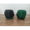 3D Tasarım İkiz dekoratif vazolar 10 cm 2 adet Yeşil ve Siyah