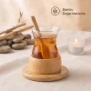 BUĞZ 18 Parça Bambu Çay Seti - 6 Çay Bardağı - Borosilikat Cam