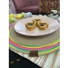 BUĞZ DecoHandy 39cm Neon Renkli Şeritli Jüt Örme Supla Amerikan Servis