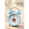 BUĞZ Dekoratif Alarmlı Masa Saati Desenli Analog Kadran - BUĞZ