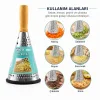 BUĞZ Huni Model Rende - 3 Bölümlü - Paslanmaz Çelik - Ahşap Bambu Saplı - Silikon Taban
