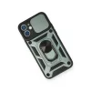 BUĞZ İphone 12 Kılıf Pars Lens Yüzüklü Silikon - Yeşil